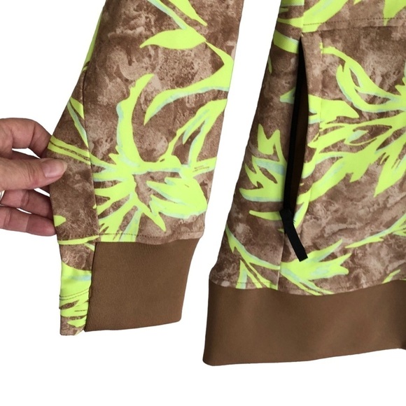 The North Face Hoodie Tekno Utility Brown Neon Prairie Paint Brush Print Large - Picture 5 of 13